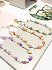 COMO | Freshwater pearl necklace with rose quartz