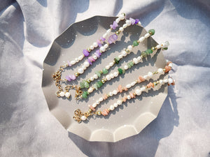 COMO | Freshwater pearl necklace with purple quartz