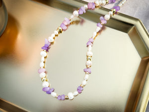 COMO | Freshwater pearl necklace with purple quartz